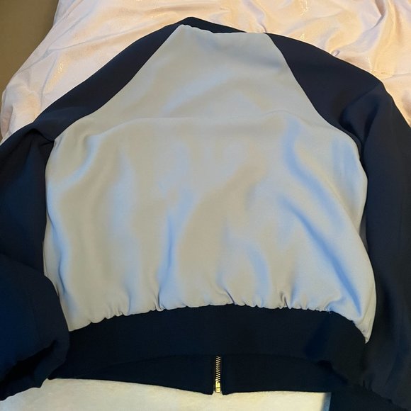 kate spade Out West Wild Roses Reversible Bomber Jacket blue floral size medium - Picture 10 of 12